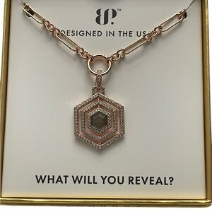 Bomb Party Gem Society/“The Aurora Medallion” Labradorite /CZ on RoseGold NIB